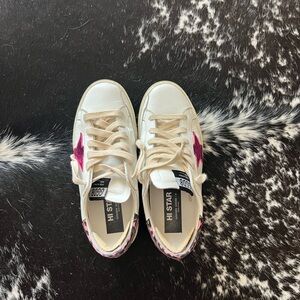 Golden Goose Hi Star White and Pink Sneakers